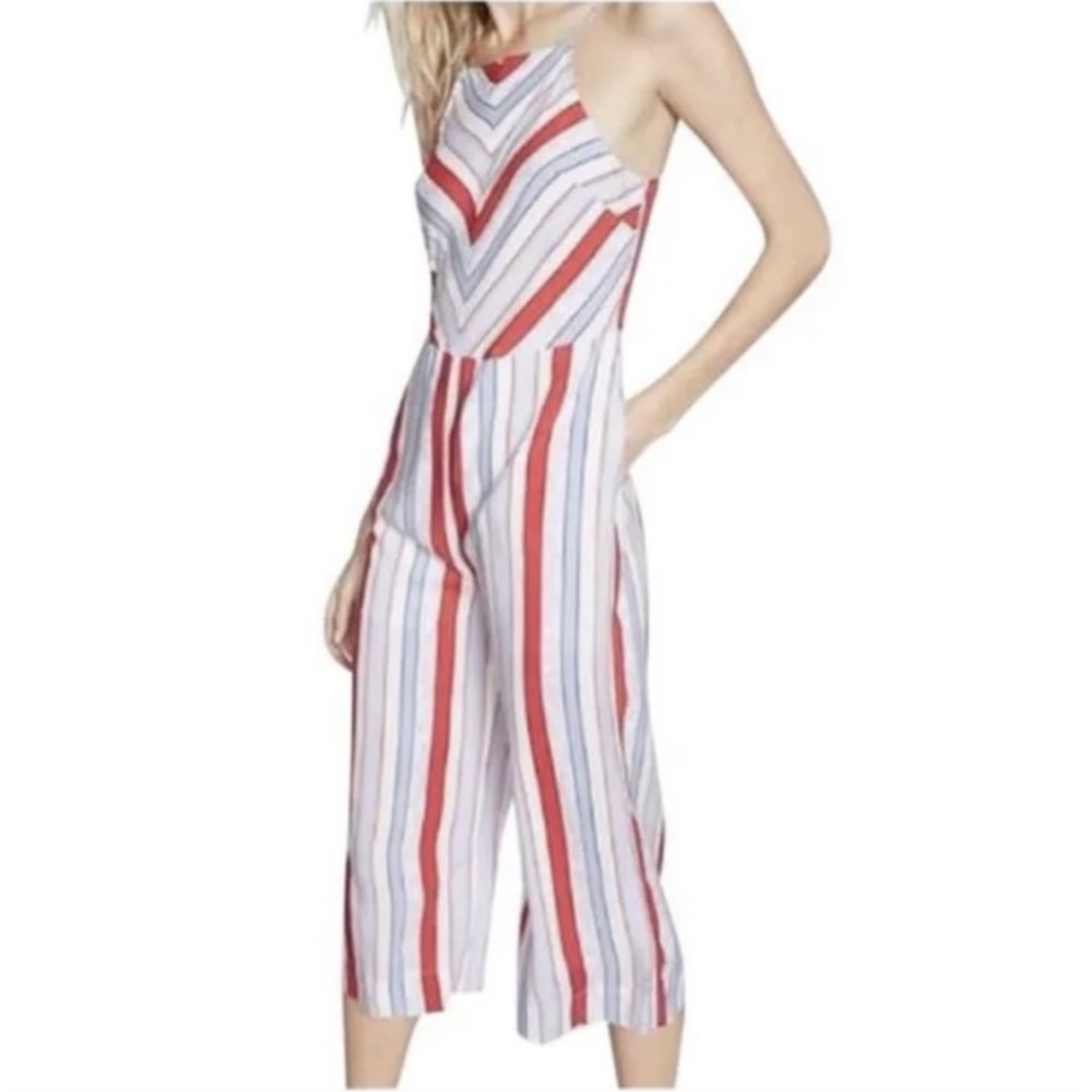 Express Chevron Stripe High Neck Capri Jumpsuit size 14